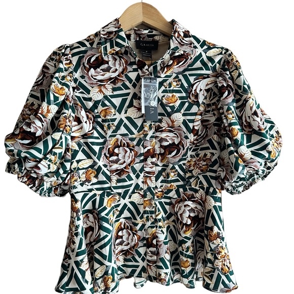 Gracia Size Medium Peplum Top. NWT. - Picture 4 of 4